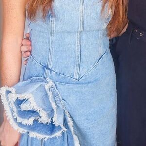 Elliatt Light Blue Denim Dress with Frayed Detail